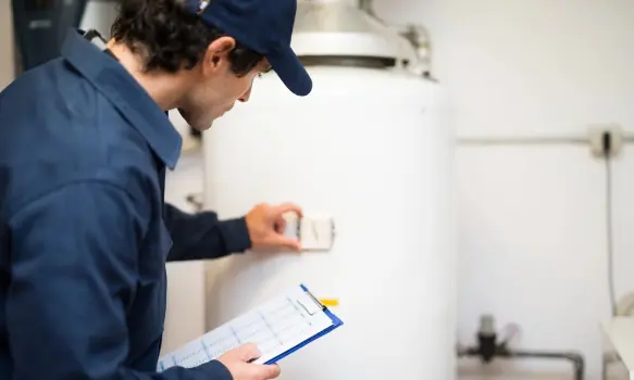 Plumber repairing an hot-water heater